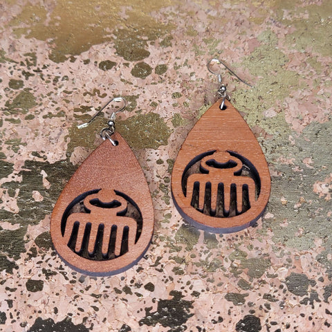 Wooden "Duafe" Symbol Earrings