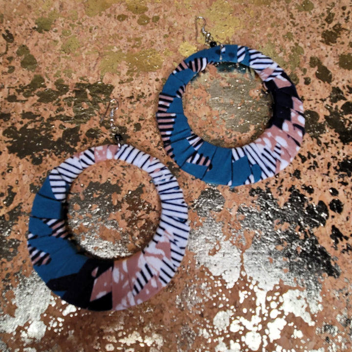 African Fabric Hoop Earrings