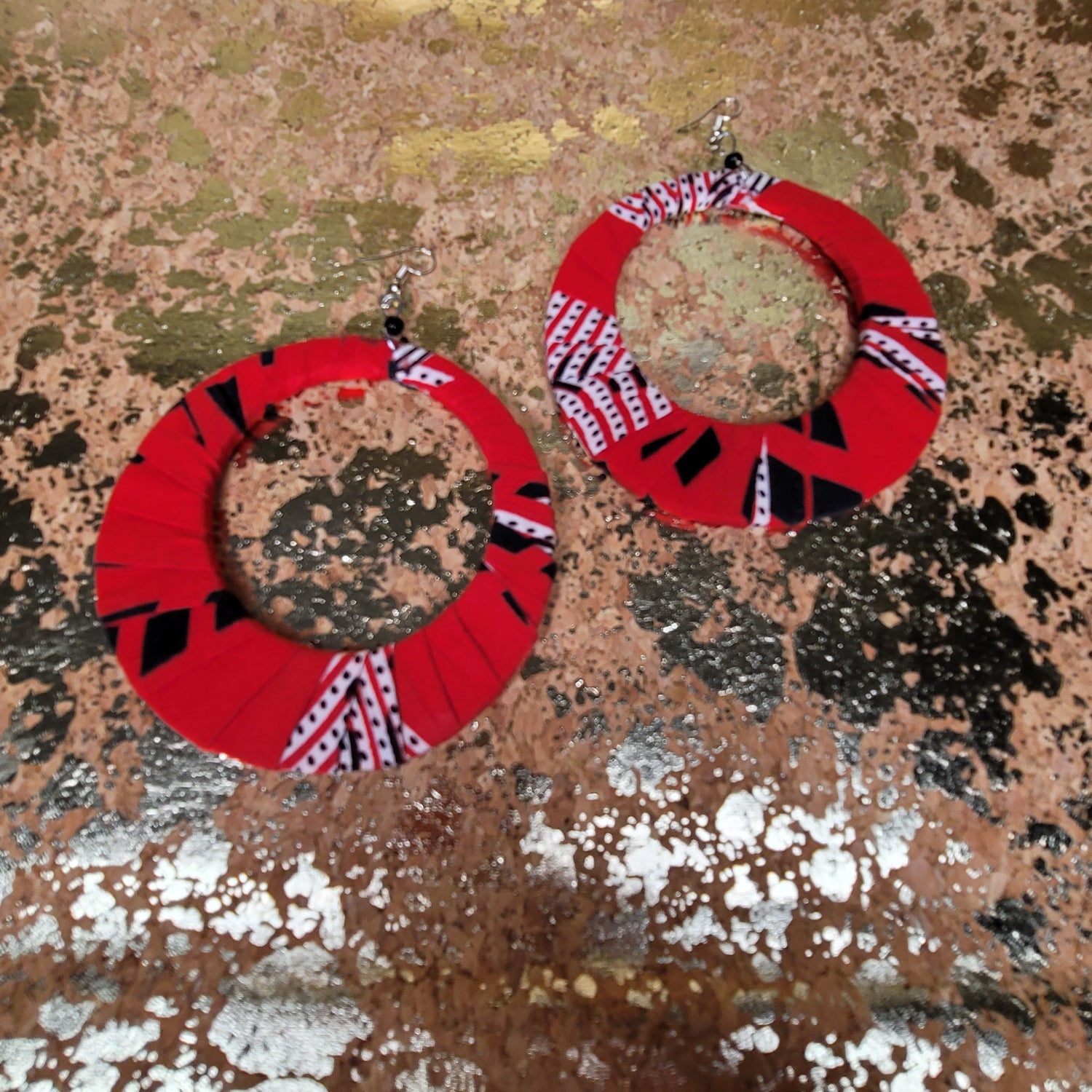 African Fabric Hoop Earrings