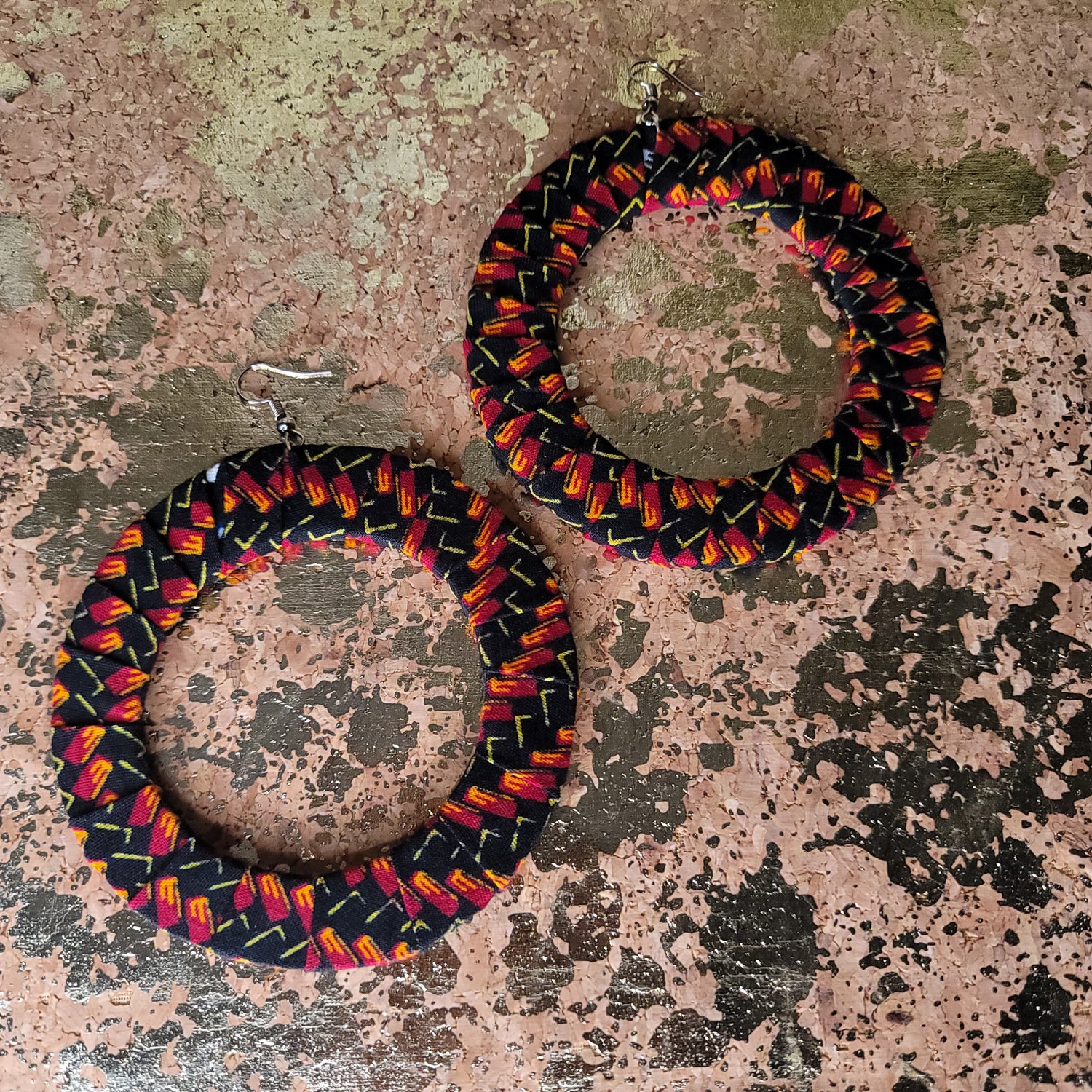 African Fabric Hoop Earrings
