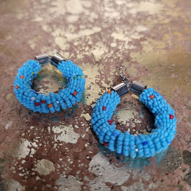 2" Beaded Hoop Earrings