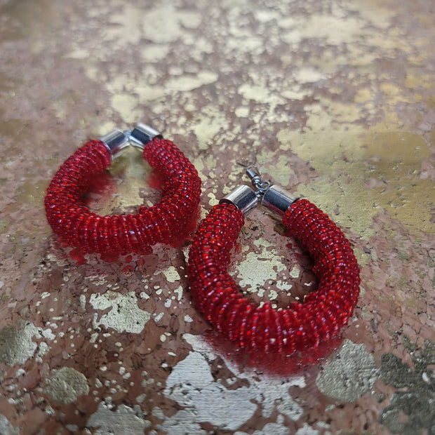 2" Beaded Hoop Earrings