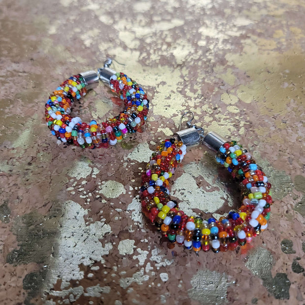 2" Beaded Hoop Earrings