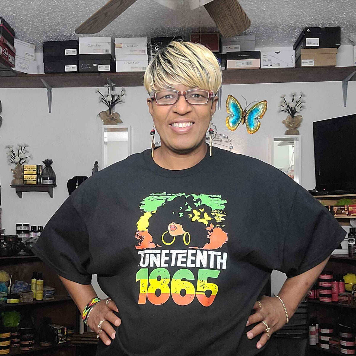 Juneteenth Lady with Butterflies T-shirt