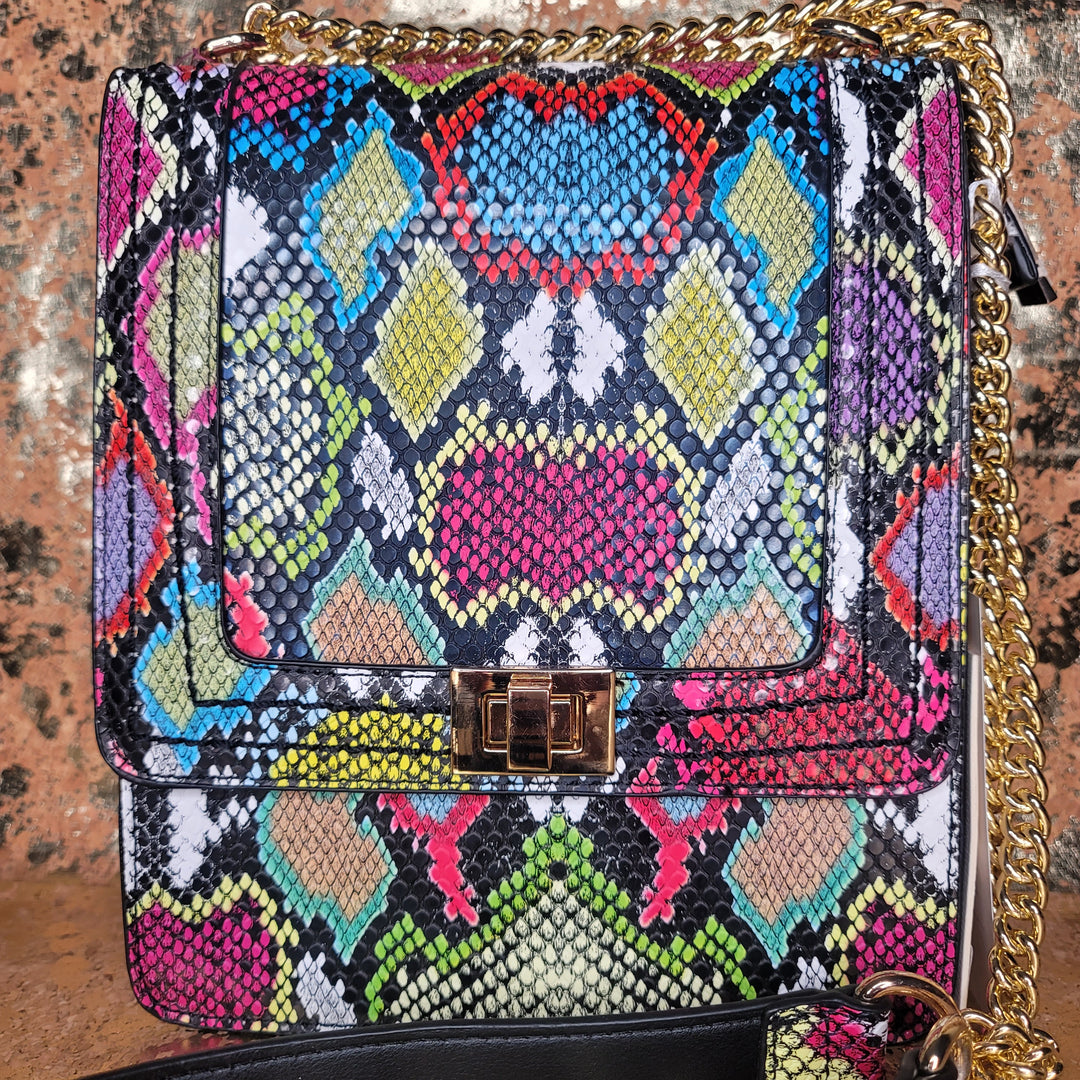 Multi Colored Snakeskined CrossBody