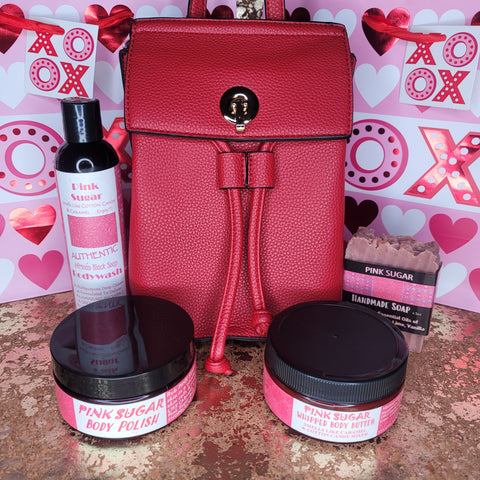 Pink Sugar Valentine's Gift with Red Mini Backpack