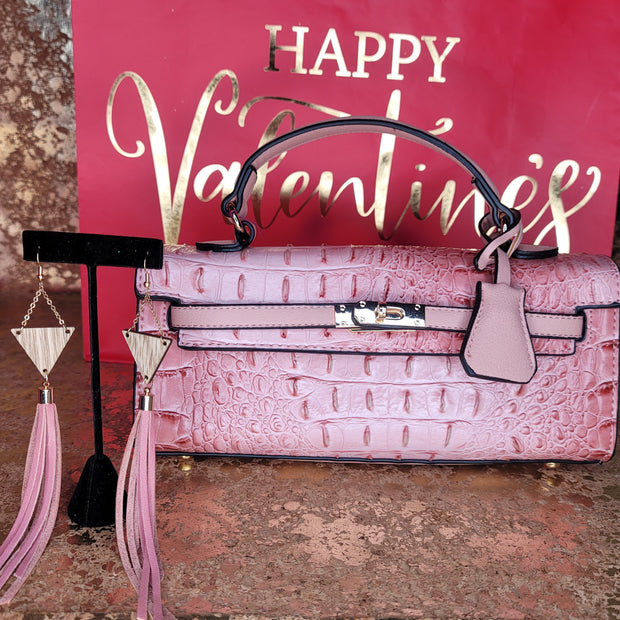 Pink Bag & Earring Valentine Gift Set