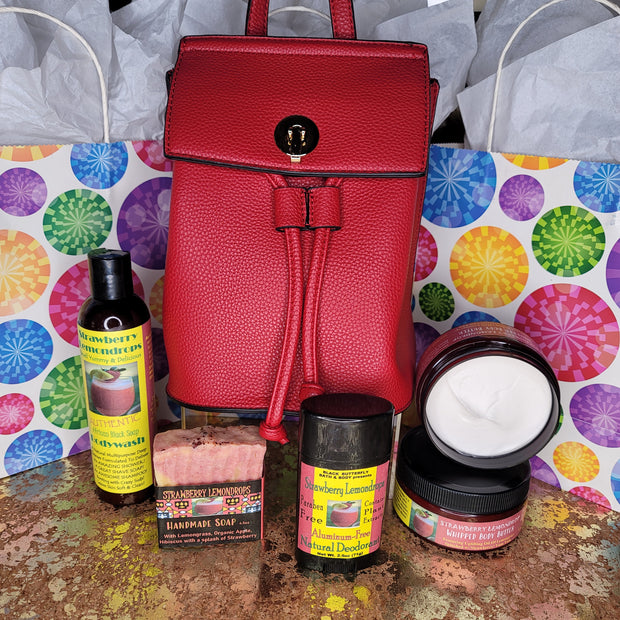Strawberry Lemondrop Mother Day Gift Set with Red Mini Backpack