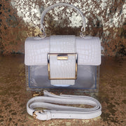 White Clear Big Buckle Bag with Extension Strap