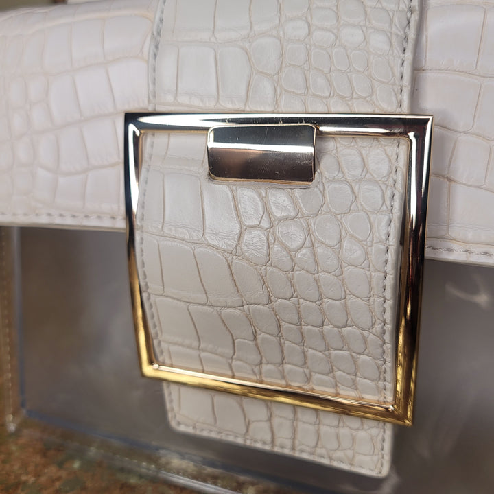 White Clear Big Buckle Bag with Extension Strap