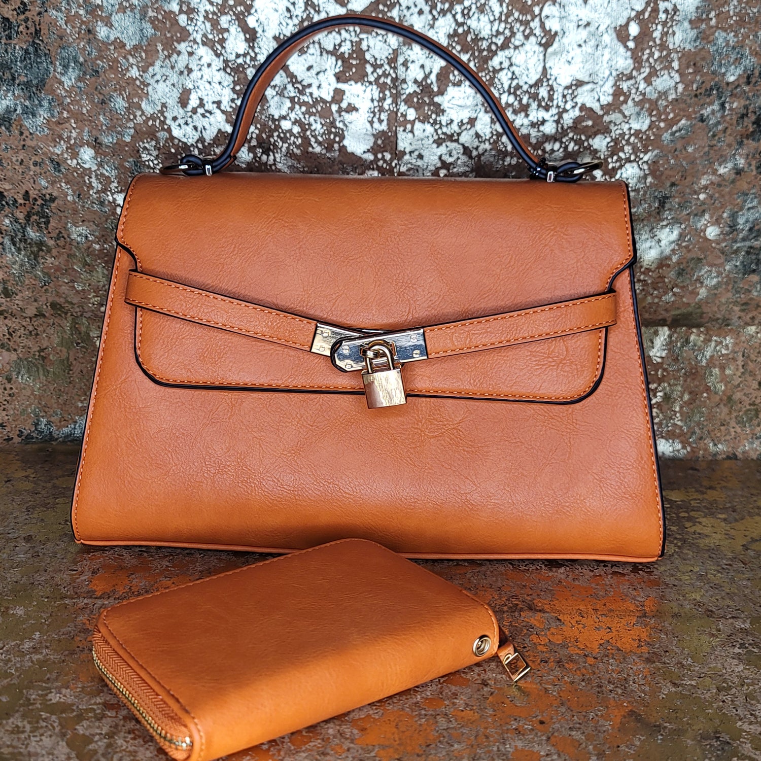 Brown Sugar Luxe Valentine Gift Set with Classy Burnt Orange Handbag