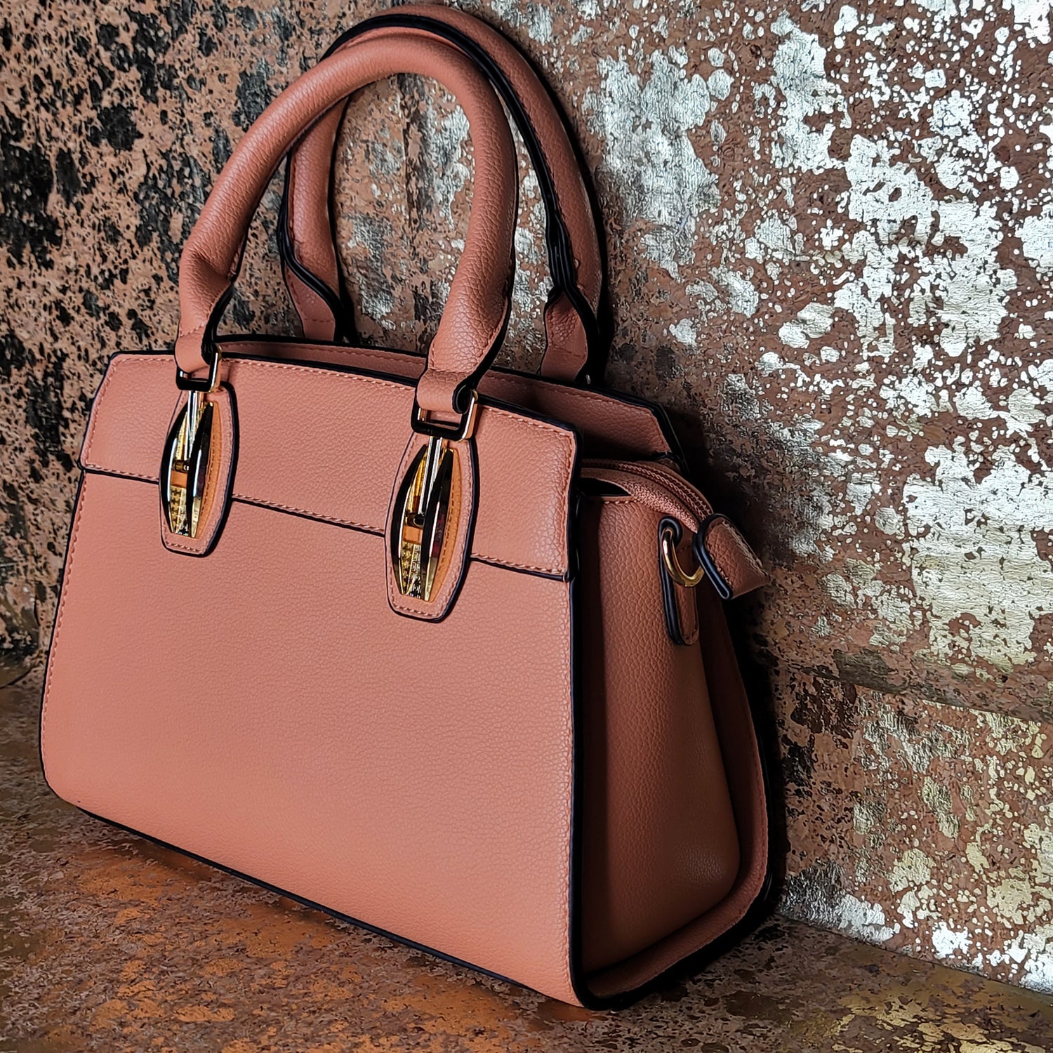 Pretty Peach Vegan Leather Handbag