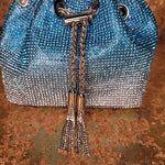 Blue Blinged Drawstring Bag-Extension Chain Close Up