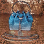 Blue Blinged Drawstring Bag-Full View