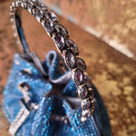 Blue Blinged Drawstring Bag-Handle Close Up