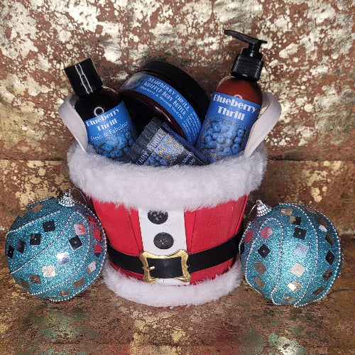 Blueberry Thrill Gift Set In Santa Belly Basket