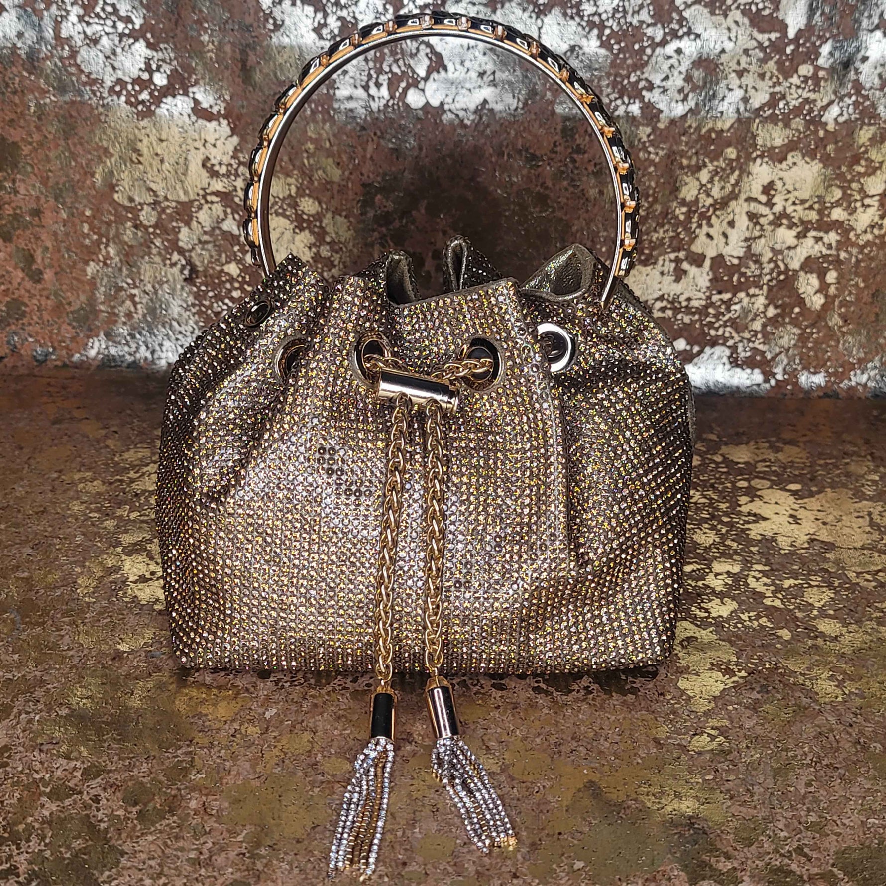 Gold Blinged Drawstring Bag-Black Butterfly Bath & Body