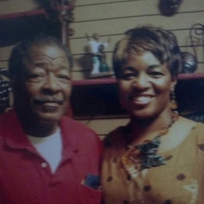 Owner Gloria Henry-Manor with her Dad at Grand Opening of Black Butterfly's Black Art Extention circa 2007 