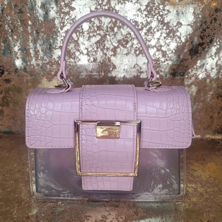 Pink Clear Big Buckle Bag with Extension Strap-Black Butterfly Bath & Body