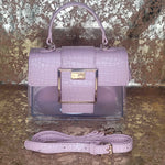 Pink Clear Big Buckle Bag with Extension Strap-Full View