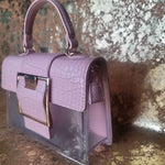 Pink Clear Big Buckle Bag with Extension Strap-Side View