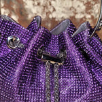 Purple Blinged Drawstring Bag-Chain Close Up