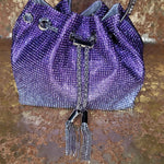 Purple Blinged Drawstring Bag-Close Up