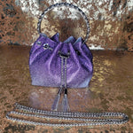 Purple Blinged Drawstring Bag-Extension Chain View