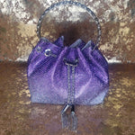 Purple Blinged Drawstring Bag-Front View