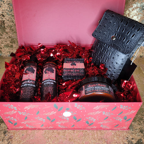 Sugar Mama 4pc Gift Set Collabed With Black Fau Croc Phone Bag