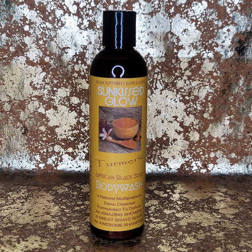 Bottle of Sunkissed Glow Turmeric Black Soap Body Wash