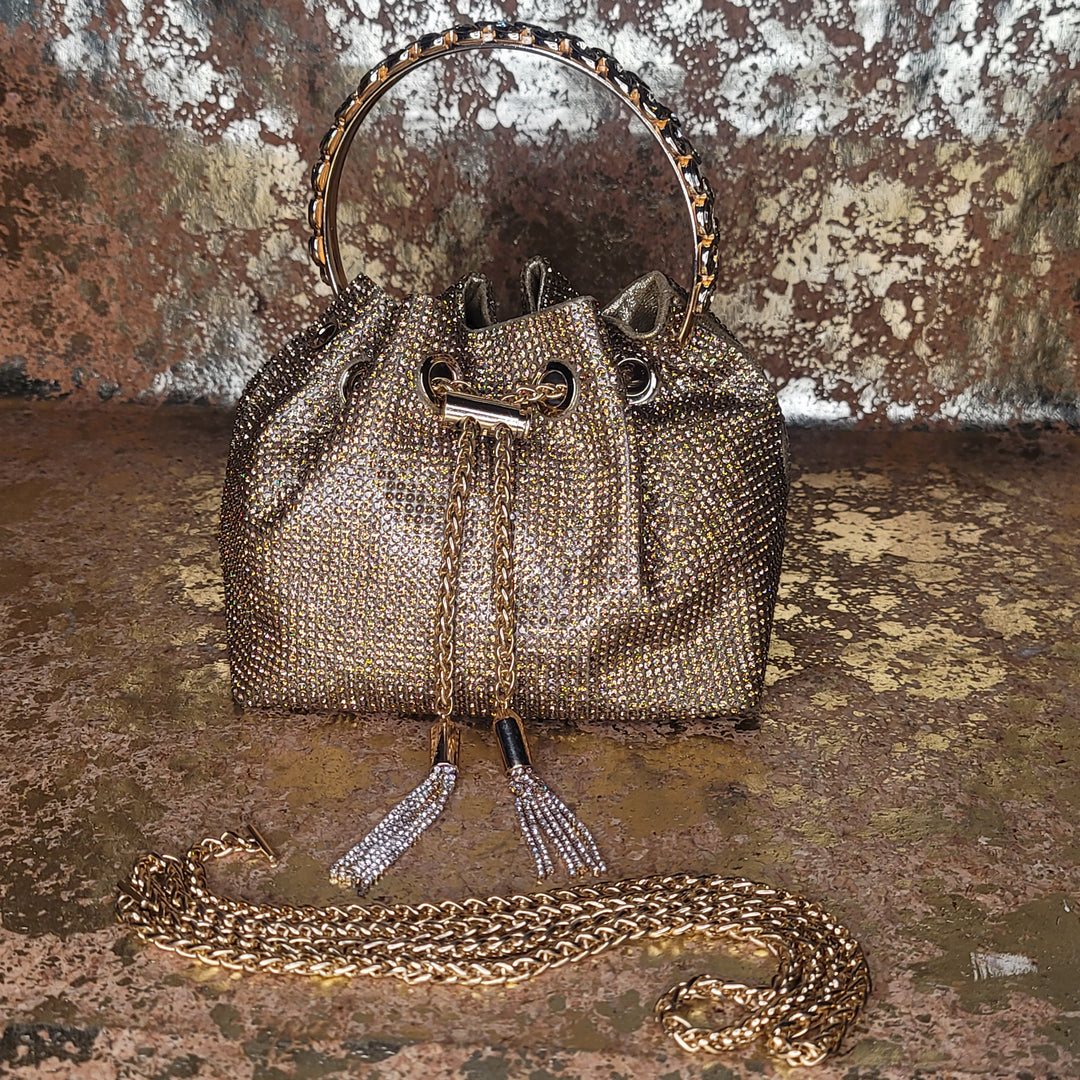 Gold Blinged Drawstring Bag