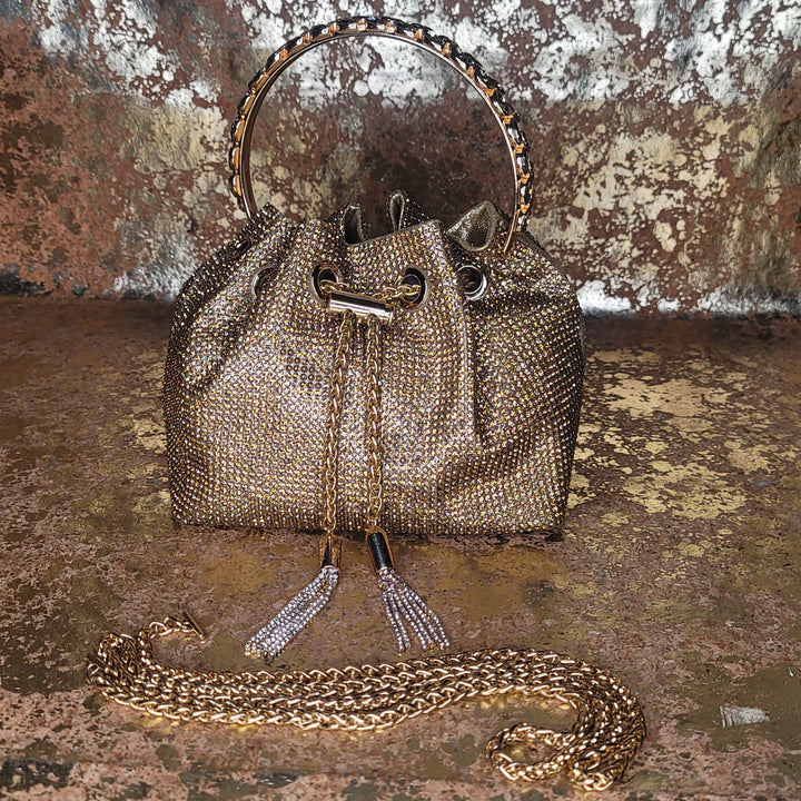 Gold Blinged Drawstring Bag