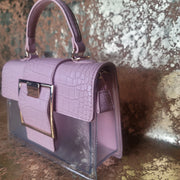 Pink Clear Big Buckle Bag with Extension Strap