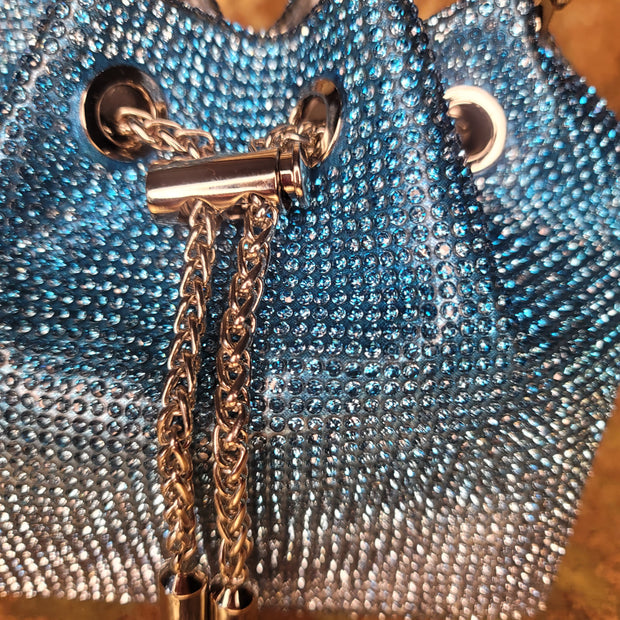 Blue Blinged Drawstring Bag