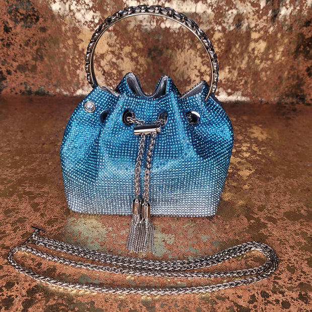 Blue Blinged Drawstring Bag