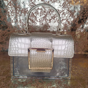 Gold Clear Big Buckle Bag with Extension Strap