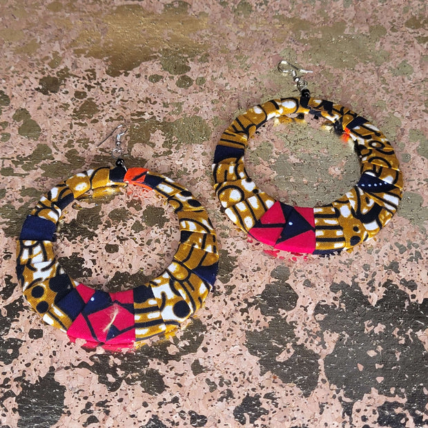 African Fabric Hoop Earrings