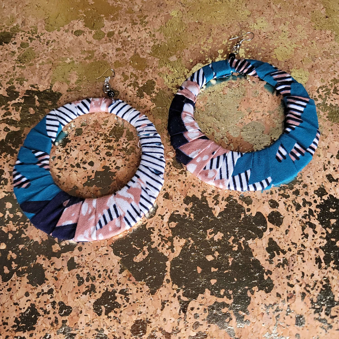 African Fabric Hoop Earrings