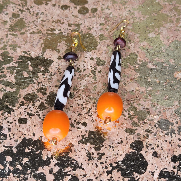 Bone & Amber Earrings