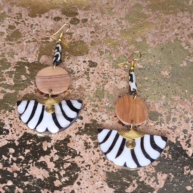 Bone, Brass & Wood Earrings