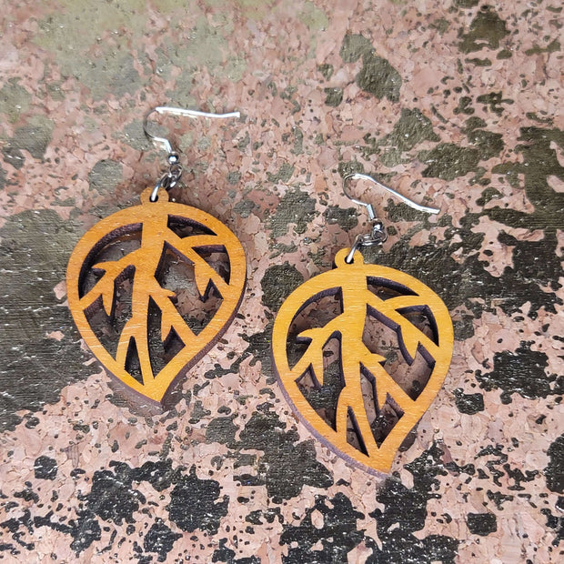 Lovely Wooden Leaf Earrings