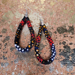 3.5" African Fabric Teardrop Hoop Earrings