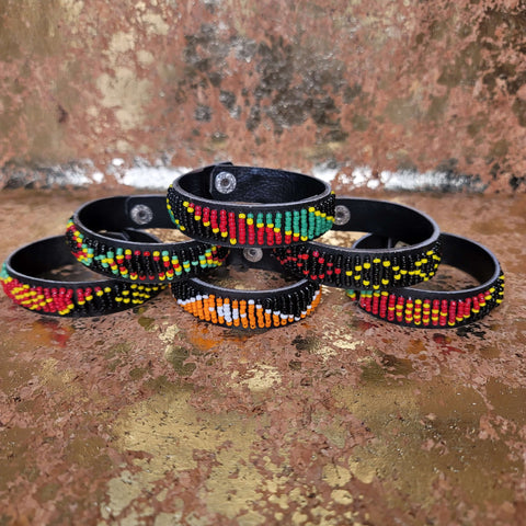 Kenyan Beaded Leather Bracelet