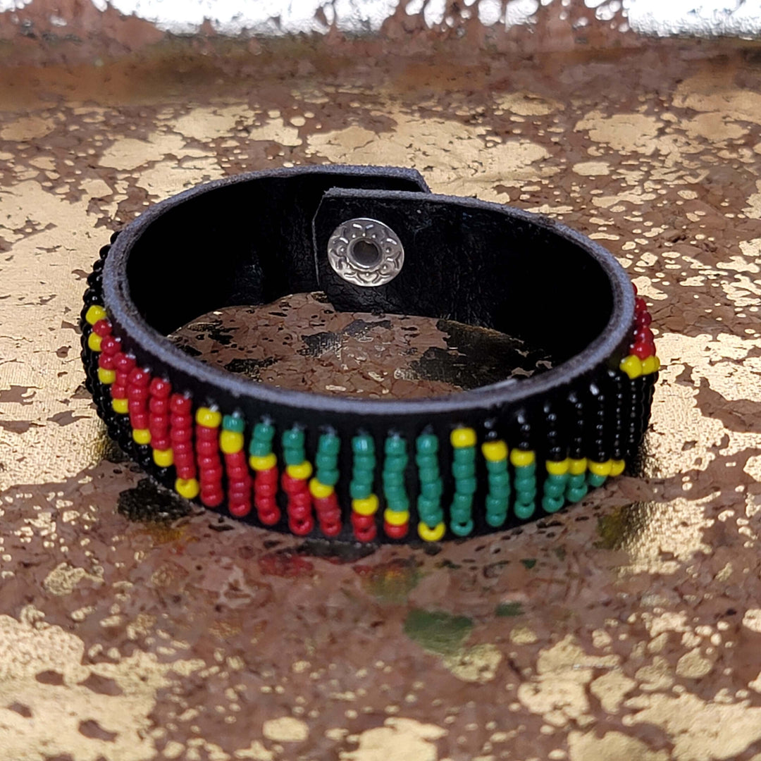 Kenyan Beaded Leather Bracelet