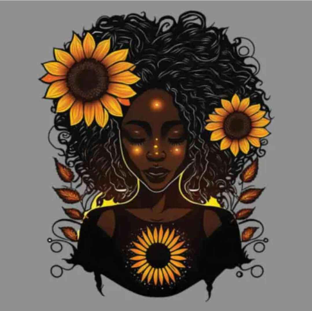 Black Woman Sunflower Tee