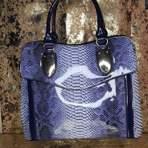 Blue Snake-Skinned Bag
